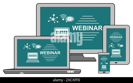 Webinar concept shown on different information technology devices Stock Photo