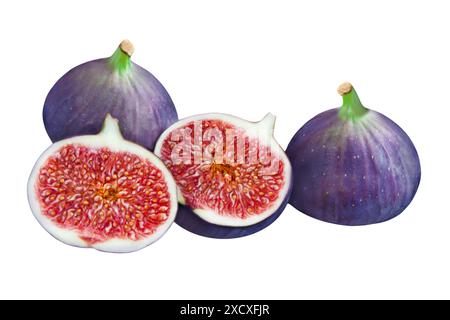 3 Fresh Figs isolated on white background Stock Photo