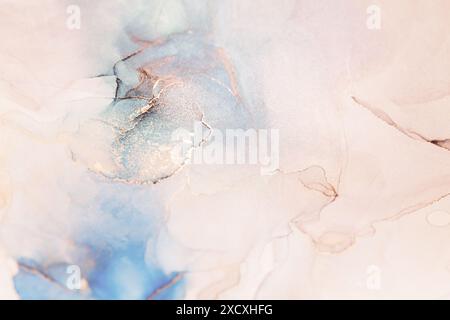 A closeup Shimmering Ink Abstract Art. Stock Photo