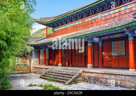 Lijiang, Yunnan Province, China - October 22, 2015: Awesome view of colorful wooden building in the Old Town of Lijiang. Stock Photo