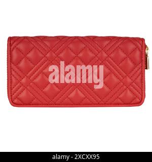 Quilted Red Leather Wallet Isolated Stock Photo