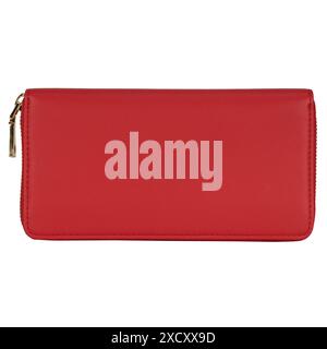 Red Leather Wallet Isolated on White Stock Photo