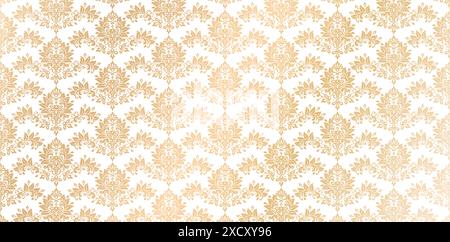 Damask seamless pattern Fine vector traditional oriental ornament with golden element texture of fabric for textile wallpapers, book covers Stock Vector