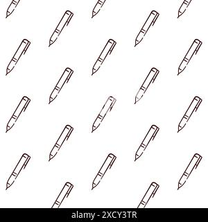 Pen seamless pattern in simple doodle style. Hand drawn wallpaper design for school. Vector illustration on a white background. Stock Vector