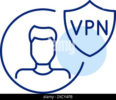 Male user avatar and vpn shield. Protected internet activity. Secure ...