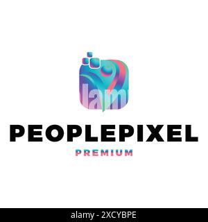 People Pixel Icon Vector Logo Template Illustration Design Stock Vector