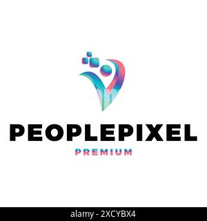 People Pixel Icon Vector Logo Template Illustration Design Stock Vector