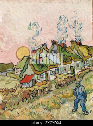 Houses and Figure.  Vincent van Gogh. 1890. Stock Photo