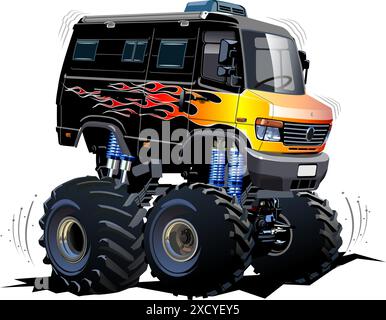 Cartoon Monster Truck Camper Van. Available EPS-10 separated by groups and layers with transparency effects for one-click repaint Stock Vector