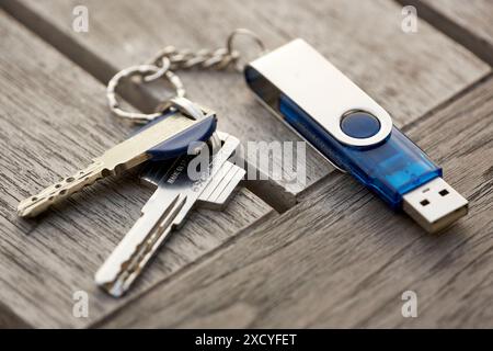 Key ring with USB, pendrive Stock Photo