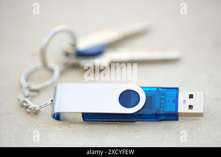 Key ring with USB, pendrive Stock Photo