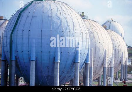 Butane gas tanks, distribution plant. El Musel, port of Gijón. Spain Stock Photo