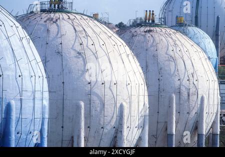 Butane gas tanks, distribution plant. El Musel, port of Gijón. Spain Stock Photo