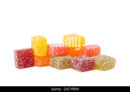 assorted jelly candies on white background. Stock Photo