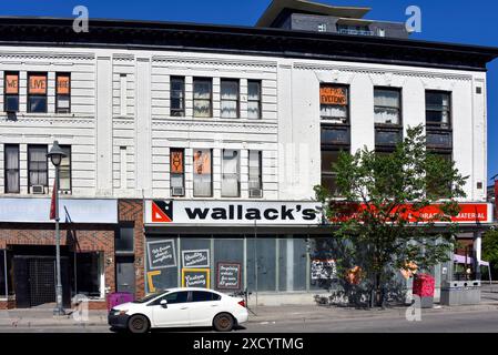 Ottawa, Canada - June 15, 2024: Sign in windows protesting the mass eviction of tenants of heritage building to be torn down and replaced with a nin Stock Photo