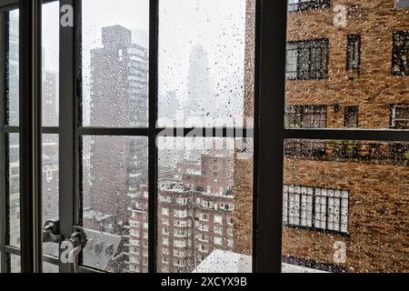 Raindrops on Window in New York City, USA  2024 Stock Photo