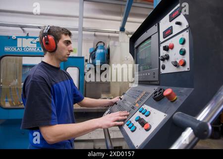 Machining workshop, CNC milling cutter. Loiu, Biscay, Euskadi, Spain Stock Photo