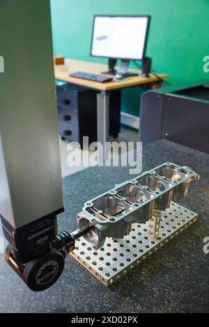 Revo probe. Inside diameter measurement. Measurement of a piece in CMM. Coordinate Measuring Machine. Innovative Metrology applied. Sariki Metrology. Stock Photo