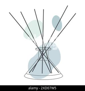 Vector Line icon of Aromatherapy Diffuser, simple Silhouette with Abstract color Shapes for spa Salon. Essential oil shop linear logo. Hand drawn Outl Stock Vector
