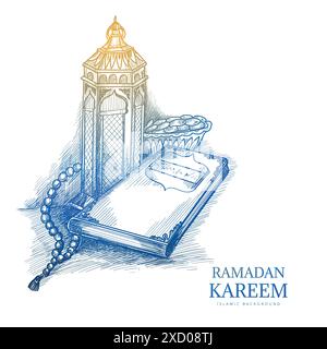 Hand drawn sketch ramadan kareem background Stock Vector