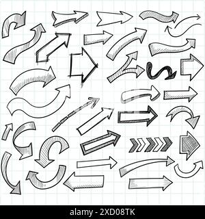 Hand drawn creative directional arrow set Stock Vector