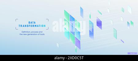Illustration of abstract stream information. Cyberpunk, big data and cybersecurity. Cyberspace, blockchain transactions. Connection, AI, data transfer Stock Vector