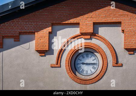 Red Brick Wall Clock Face on Building in Daylight Stock Photo