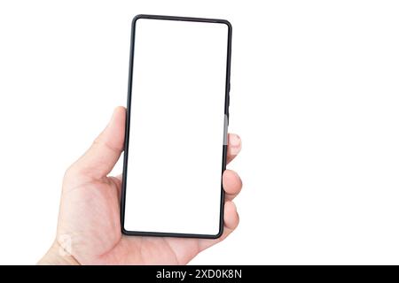 New modern black frameless smartphone mockup with blank white screen ...