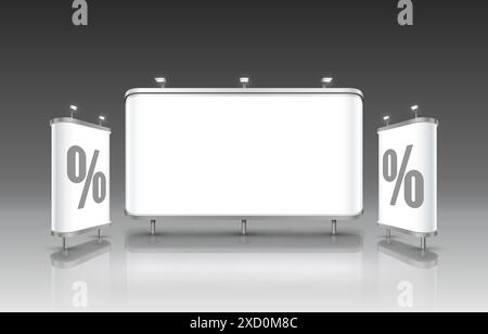 Scene presentations board percent, table white display. Vector Stock Vector