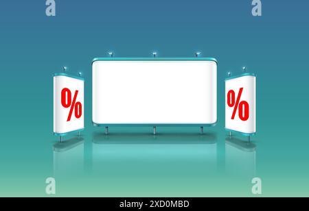 Scene presentations board percent, table white display. Vector Stock Vector