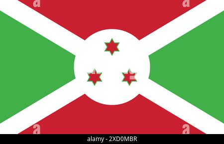 national flag of Burundi, the official symbol of the State Stock Vector
