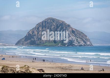 Morro Rock seen from Morro Strand State Beach. Morro Bay, California. Stock Photo