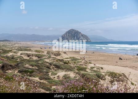 Morro Rock seen from Morro Strand State Beach. Morro Bay, California. Stock Photo