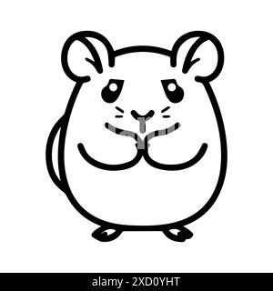 hamster logo or modern line icon. Vector line art and icon design with bold outline. Black and white Pixel Perfect minimalistic symbol isolate white b Stock Vector