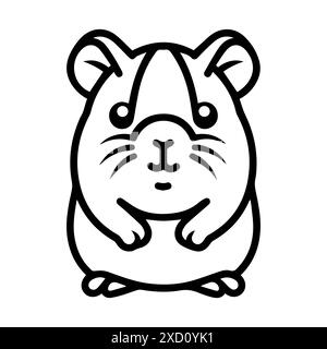 hamster logo or modern line icon. Vector line art and icon design with bold outline. Black and white Pixel Perfect minimalistic symbol isolate white b Stock Vector