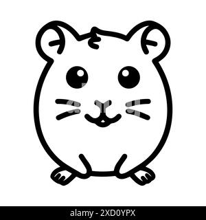 hamster logo or modern line icon. Vector line art and icon design with bold outline. Black and white Pixel Perfect minimalistic symbol isolate white b Stock Vector