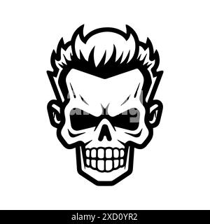 Skull logo or modern line icon. Vector line art and icon design with bold outline. Black and white Pixel Perfect minimalistic symbol isolate white bac Stock Vector