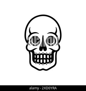 Skull logo or modern line icon. Vector line art and icon design with bold outline. Black and white Pixel Perfect minimalistic symbol isolate white bac Stock Vector