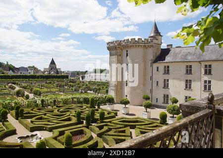 Chateau (Castle) Villandry and gardens. Loire Valley, France. June, summer. Stock Photo