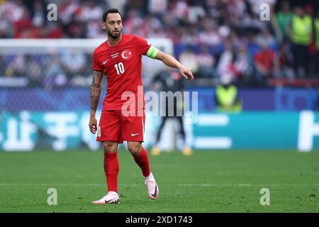 Hakan Calhanoglu of Turkey gestures during the Uefa Euro 2024 Group D match between Turkey and Georgia at BVB Stadion Dortmund on June 18, 2024 in Dortmund, Germany . Stock Photo