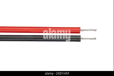 Red and Black Electrical Wires Close-Up Stock Photo