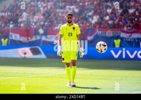 Hamburg, Germany. 19th June, 2024. Goalkeeper Thomas Strakosha (23) of Albania seen during the UEFA Euro 2024 match in Group B between Croatia and the Albania at Volksparkstadion in Hamburg. Credit: Gonzales Photo/Alamy Live News Stock Photo