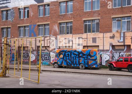 Street art, industrial area - 15th Street near Santa Fe Ave. Los Angeles, California, United States of America Stock Photo