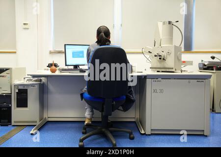 Electron microscope  XL 30  FEG SEM  Area of materials  CEIT  Center of Studies and Technical Research  University of Navarra, Donostia, Gipuzkoa, Bas Stock Photo