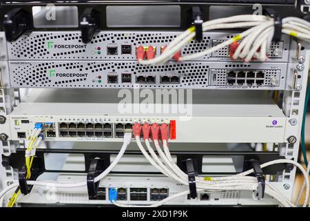 Communication network cabinets, CPD, Data Processing Center Stock Photo