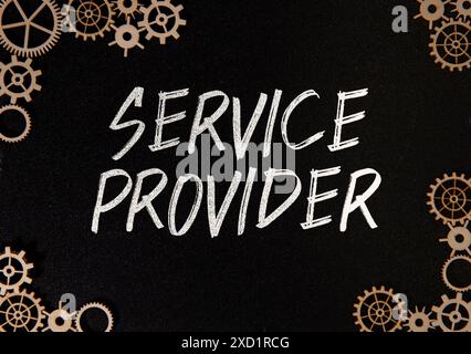 Service Provider symbol. Concept words Service Provider on wooden blocks. Beautiful deep blue background. Business and Service Provider concept. Copy Stock Photo