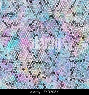 Watercolor snake skin seamless pattern. Watercolour hand painted snakeskin camouflage animal texture. Grunge reptile background. Print for fashion clo Stock Photo