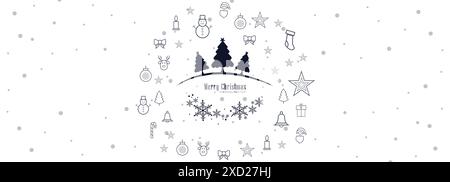 Merry Christmas banner horizontal background vector Stock Vector