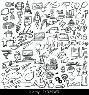 Hand draw business idea doodles sketch design Stock Vector