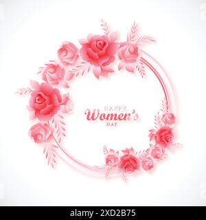 Women day background with flowers frame card design Stock Vector